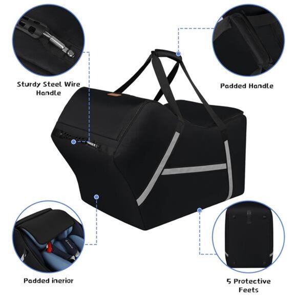 Infant Car Seat Travel Bag Airplane Padded Carrier Gate Check Cover Large Storag - Picture 2 of 8